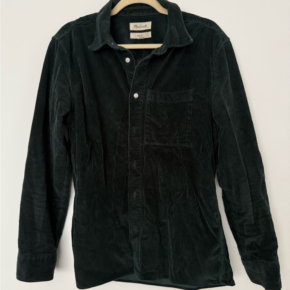 Madewell green men’s easy fit Corduroy Button-Up Shirt